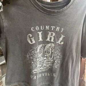 Social Culter Country Nashville Girl Graphic Cropped Tee - Gray Size Medium
